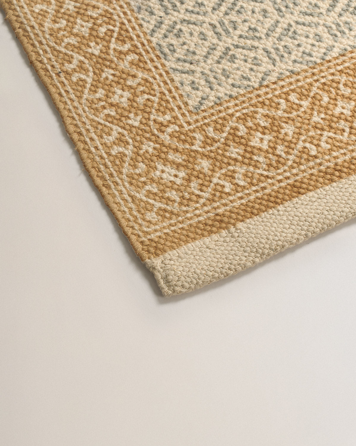 Alfombra algodón persia ocre/verde seco