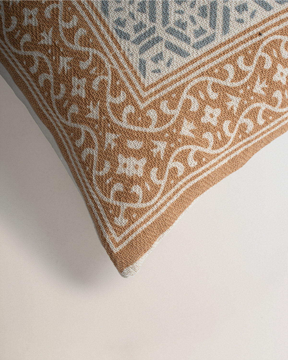 Cojín algodón persia ocre/verde seco