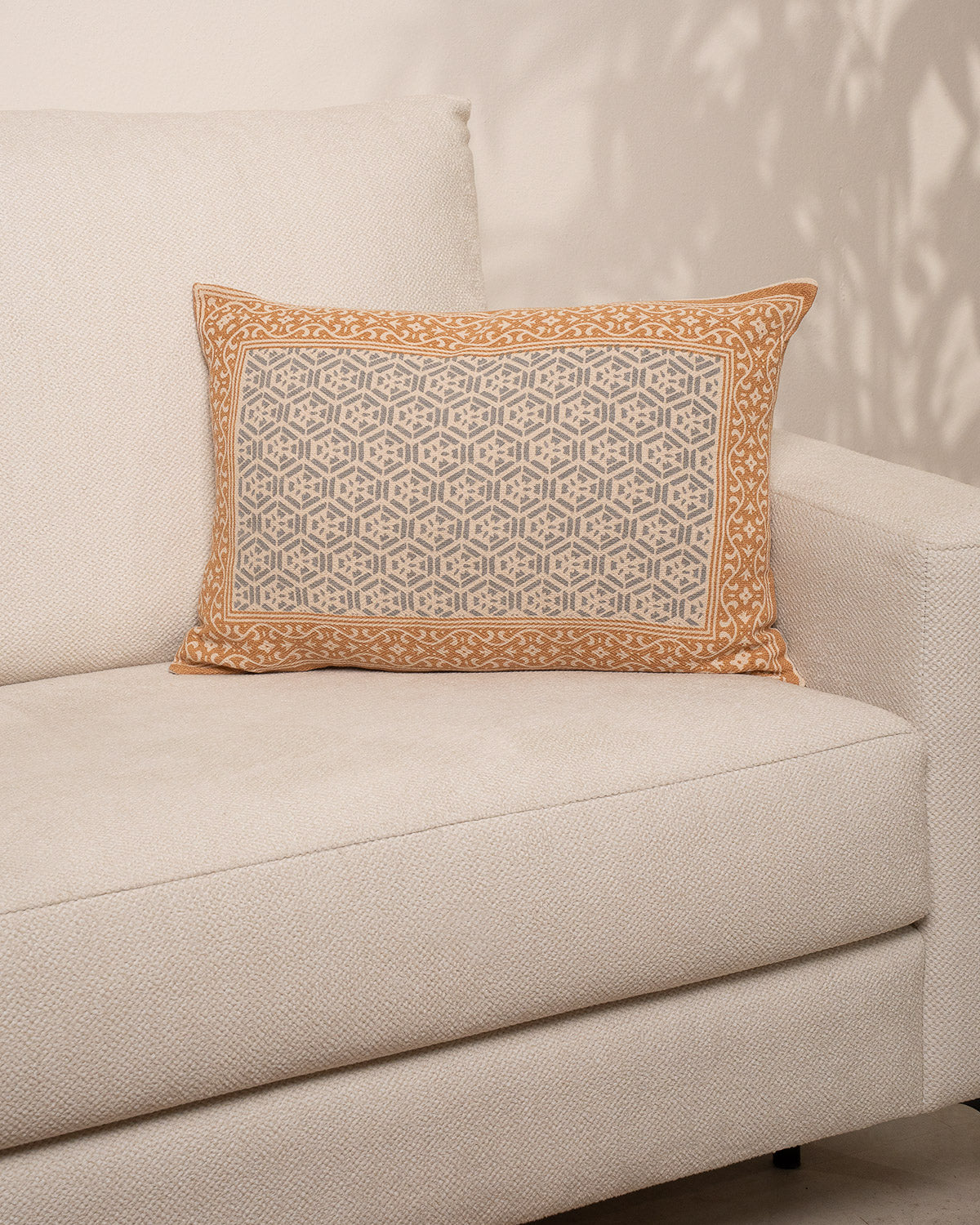 Cojín algodón persia ocre/verde seco