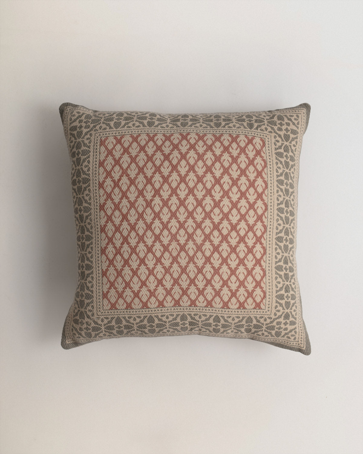 Cojín algodón delhi verde seco/rosette