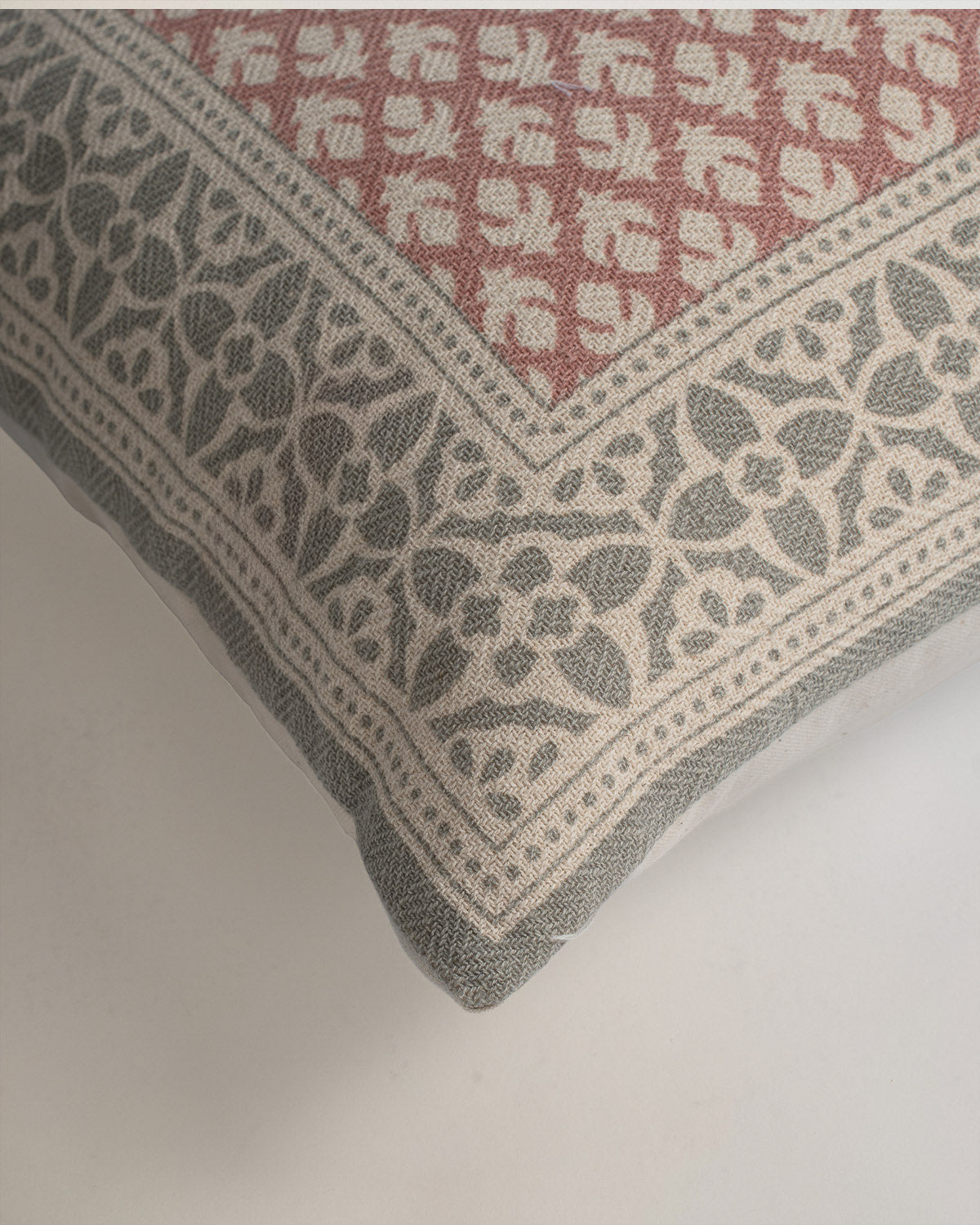 Cojín algodón delhi verde seco/rosette