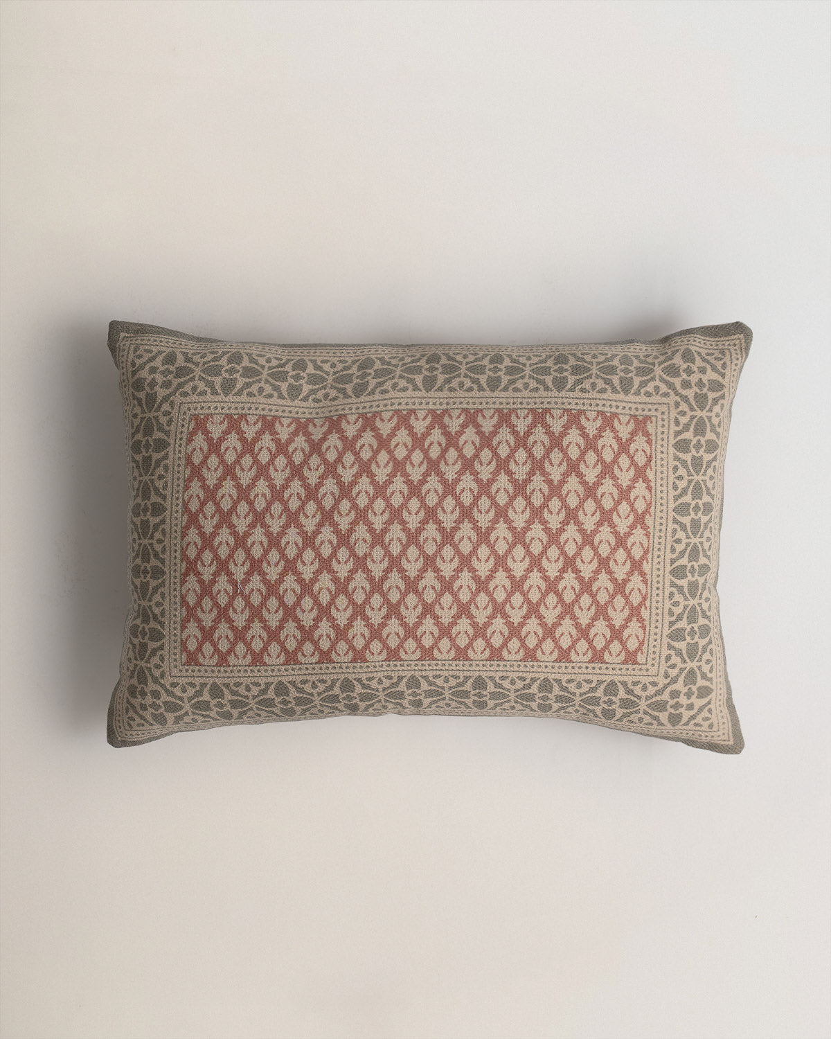 Cojín algodón delhi verde seco/rosette