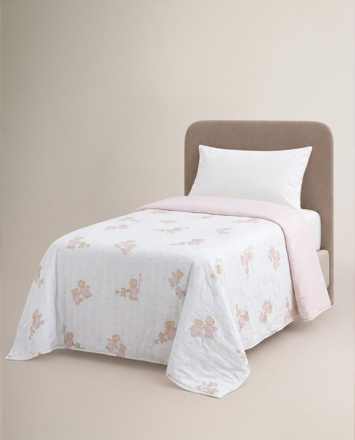Colcha perforada infantil peluche rosa