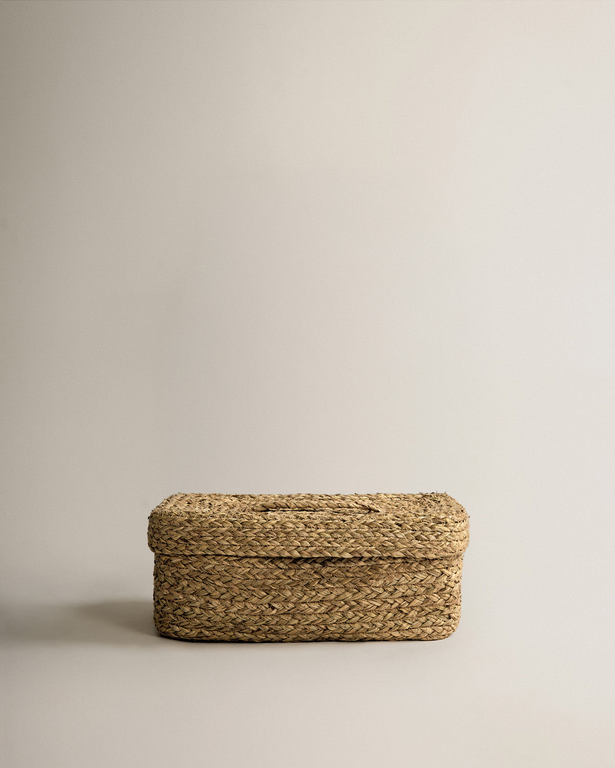 Caja seagrass rectangular tapa natural