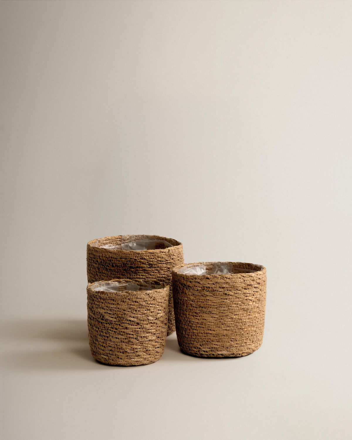 Pack tres maceteros sagrass redondo natural