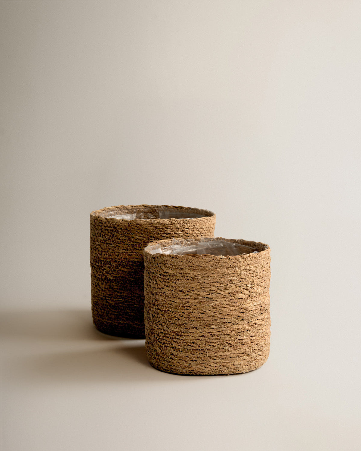 Pack dois vasos para plantas seagrass redondos natural
