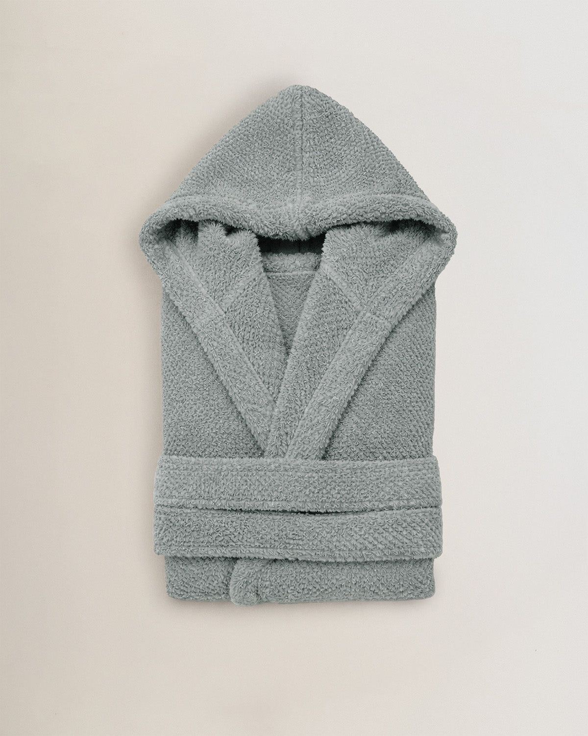 Peignoir à capuche Keike en chenille bleu (450 gr/m²)