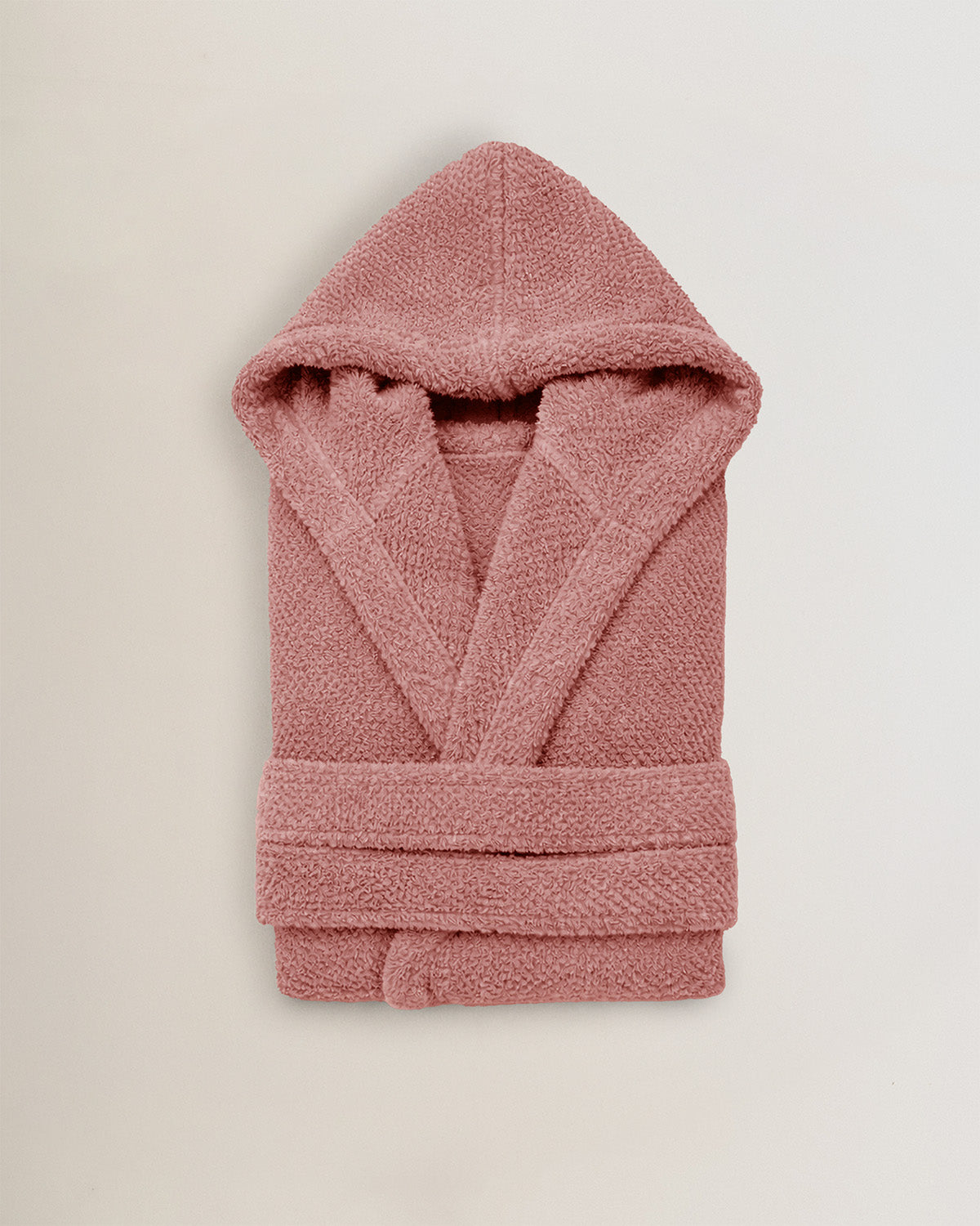 Peignoir à capuche en chenille rose Keike (450 gr/m²)