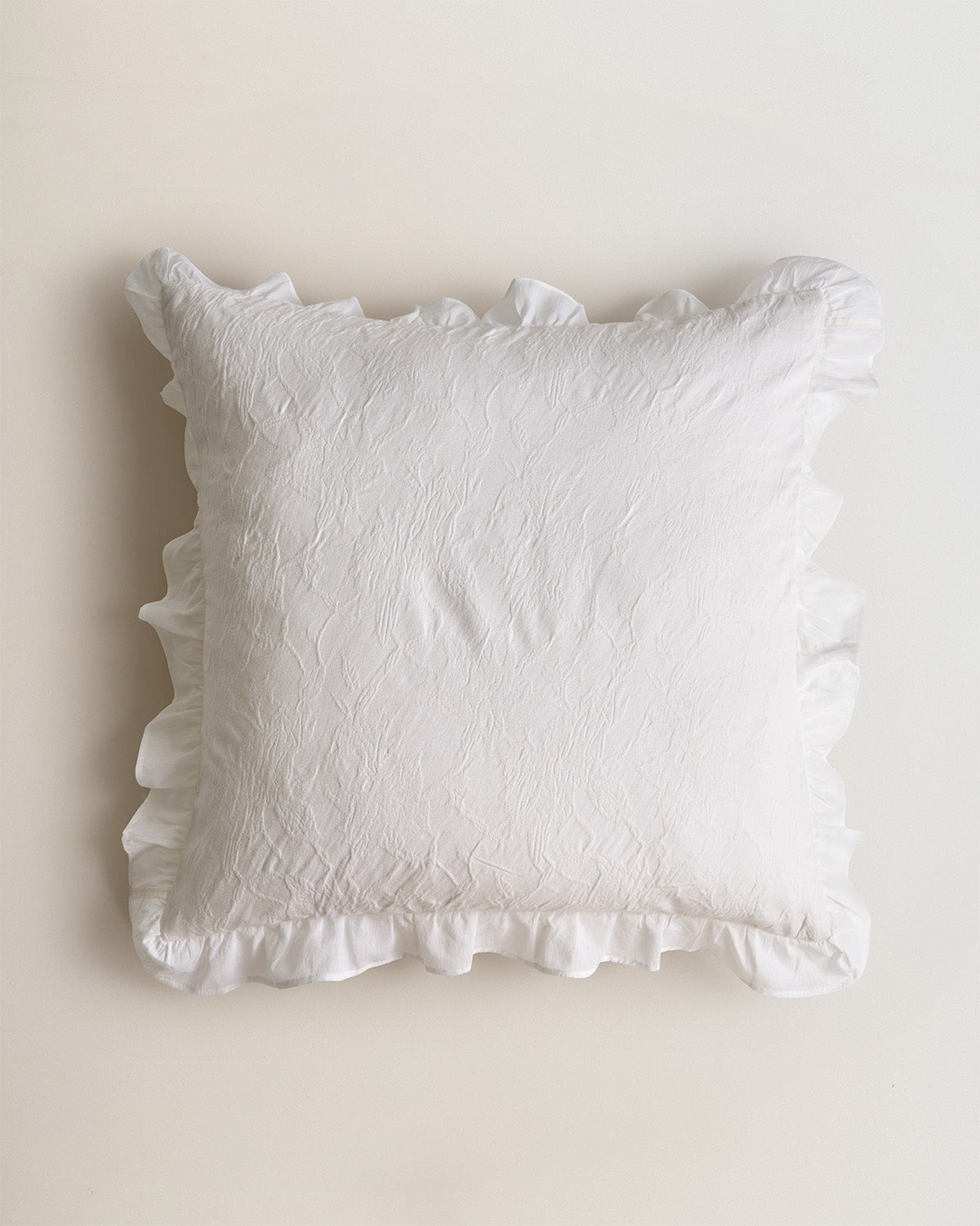Cojín algodón ruffle blanco
