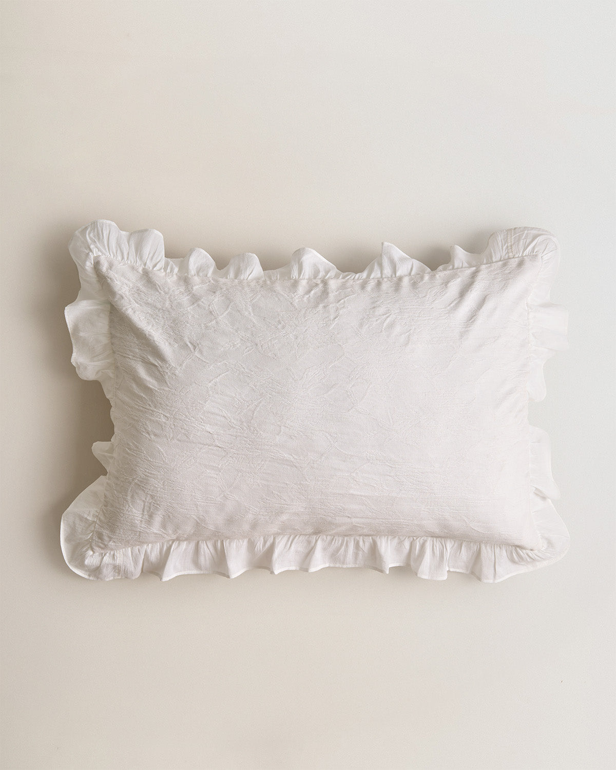 Cojín algodón ruffle blanco