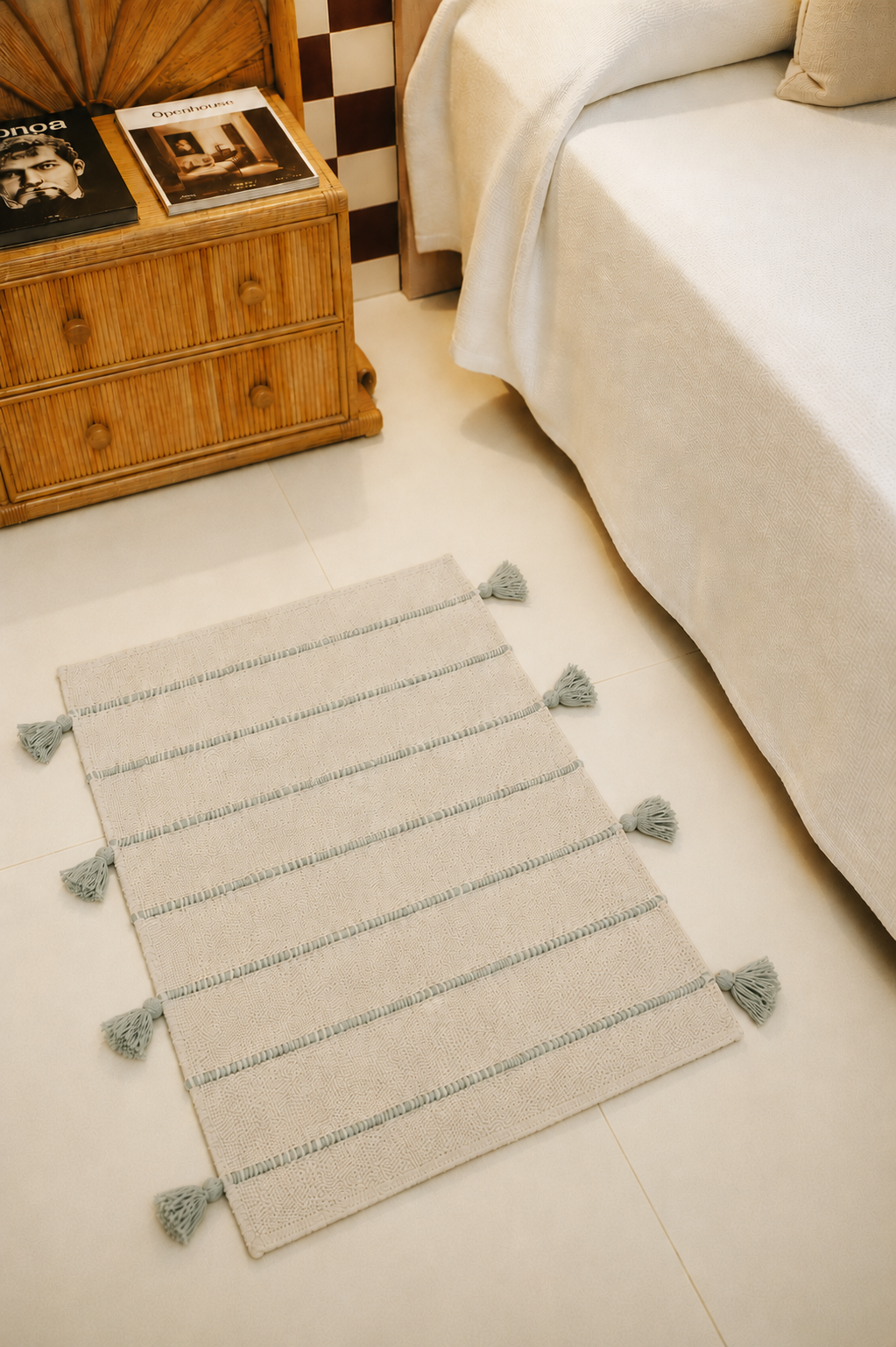 Tappeto in cotone verde secco Nereita