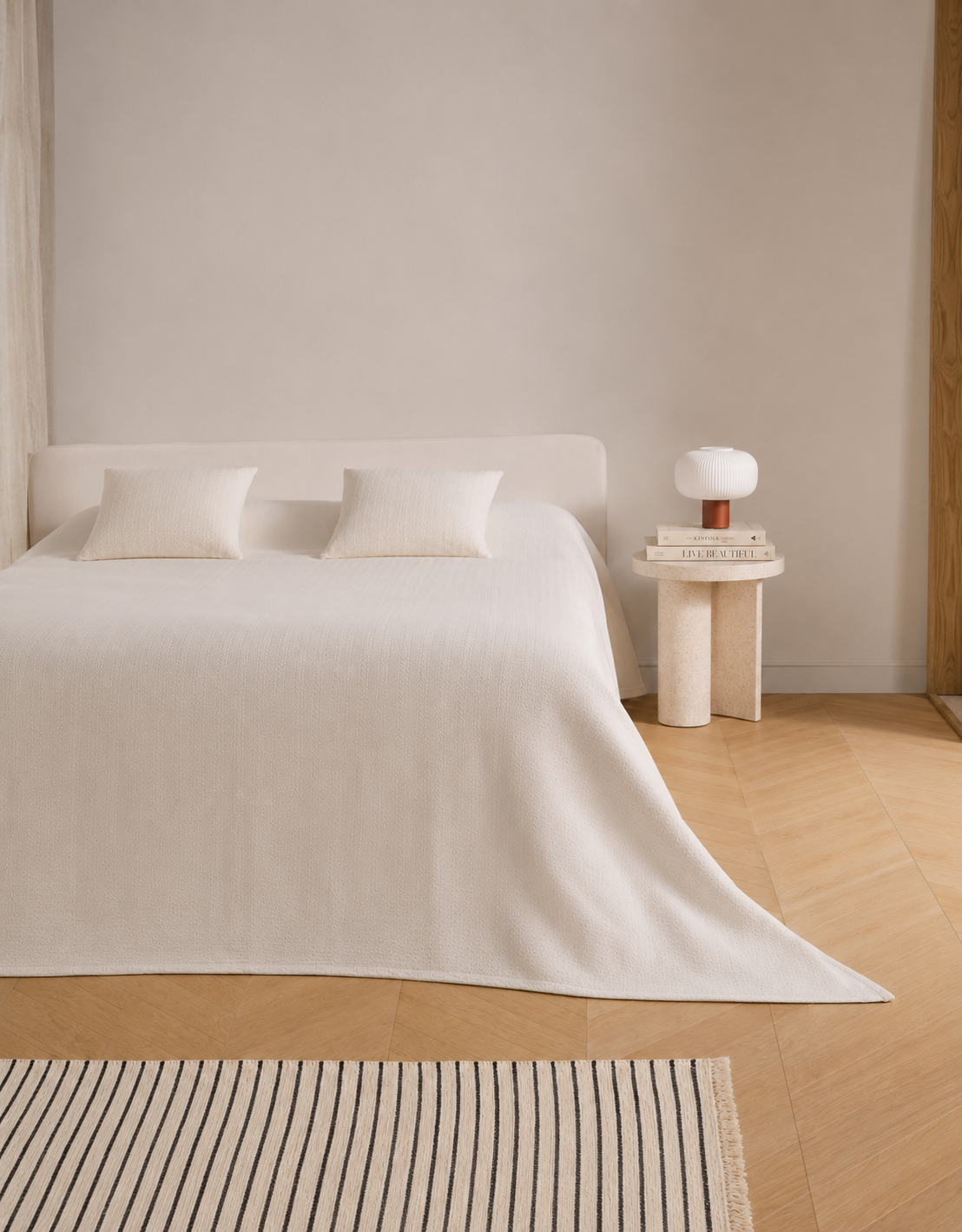 Colcha doble tela jacquard delta natural