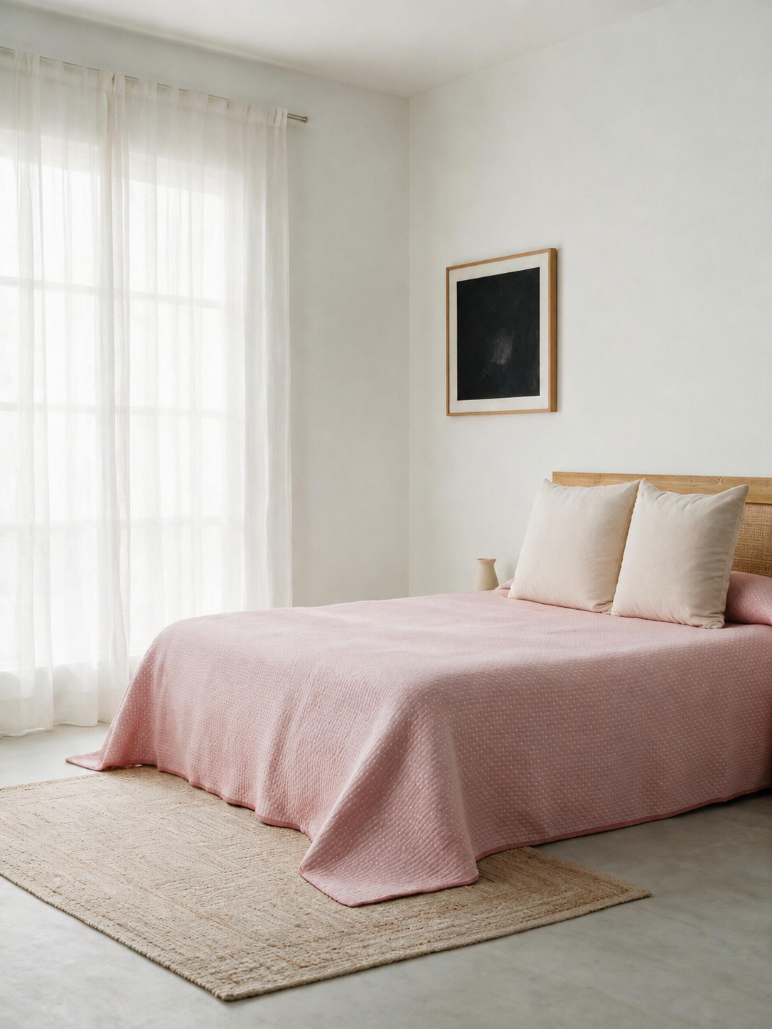 Keike Double Quilt, Pink Jacquard Cotton Fabric