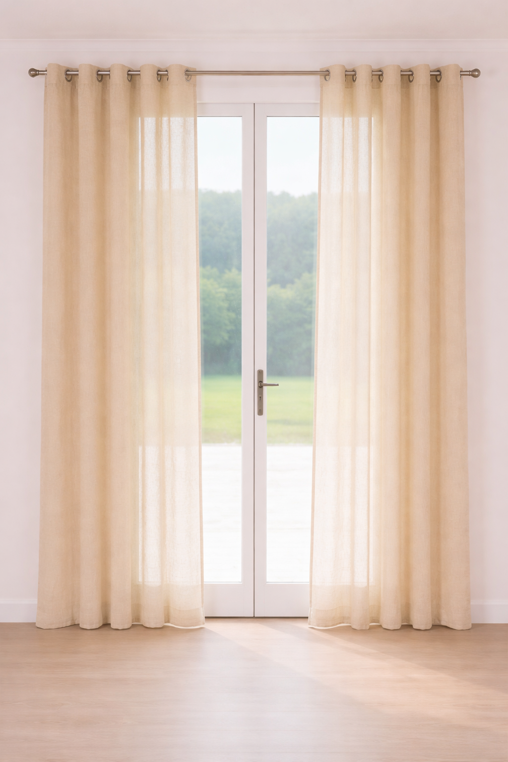 Cortina ollao brita semitranslúcida beige