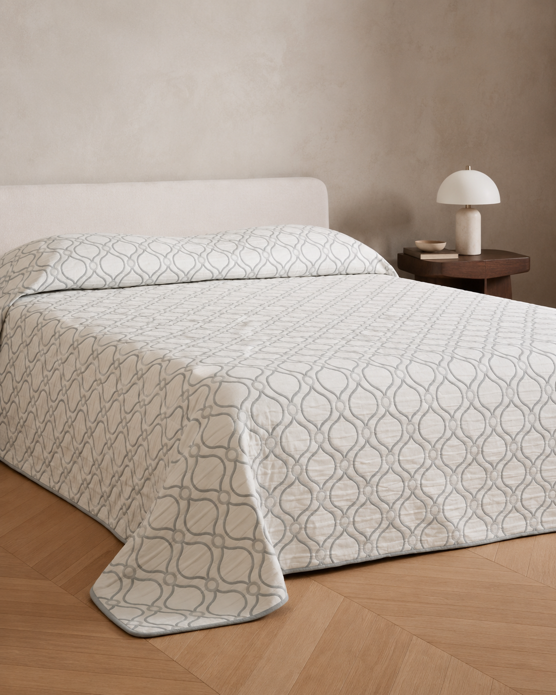 Colcha dupla face jacquard pagoda verde seco