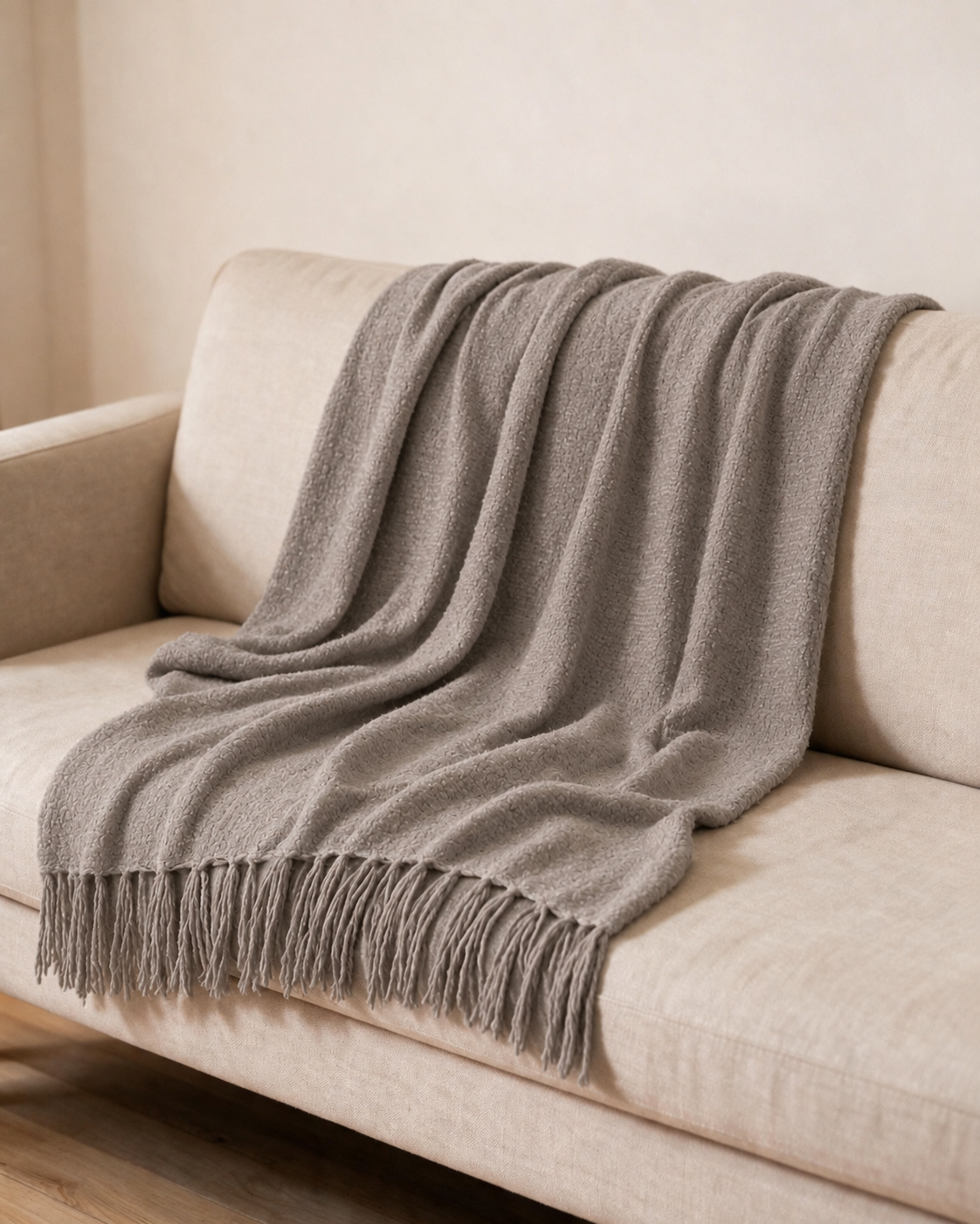Plaid Nudos Liso Gris Claro