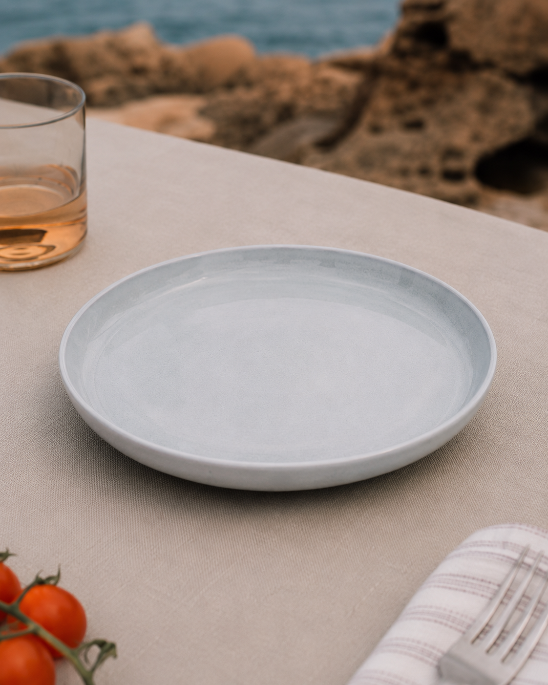 Plato postre gres esperina índigo