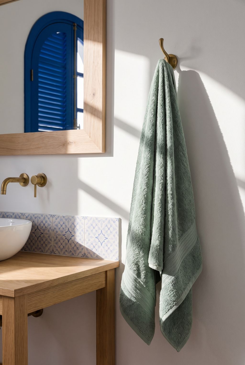 Dry green cotton bath towel (700 gr/m²)