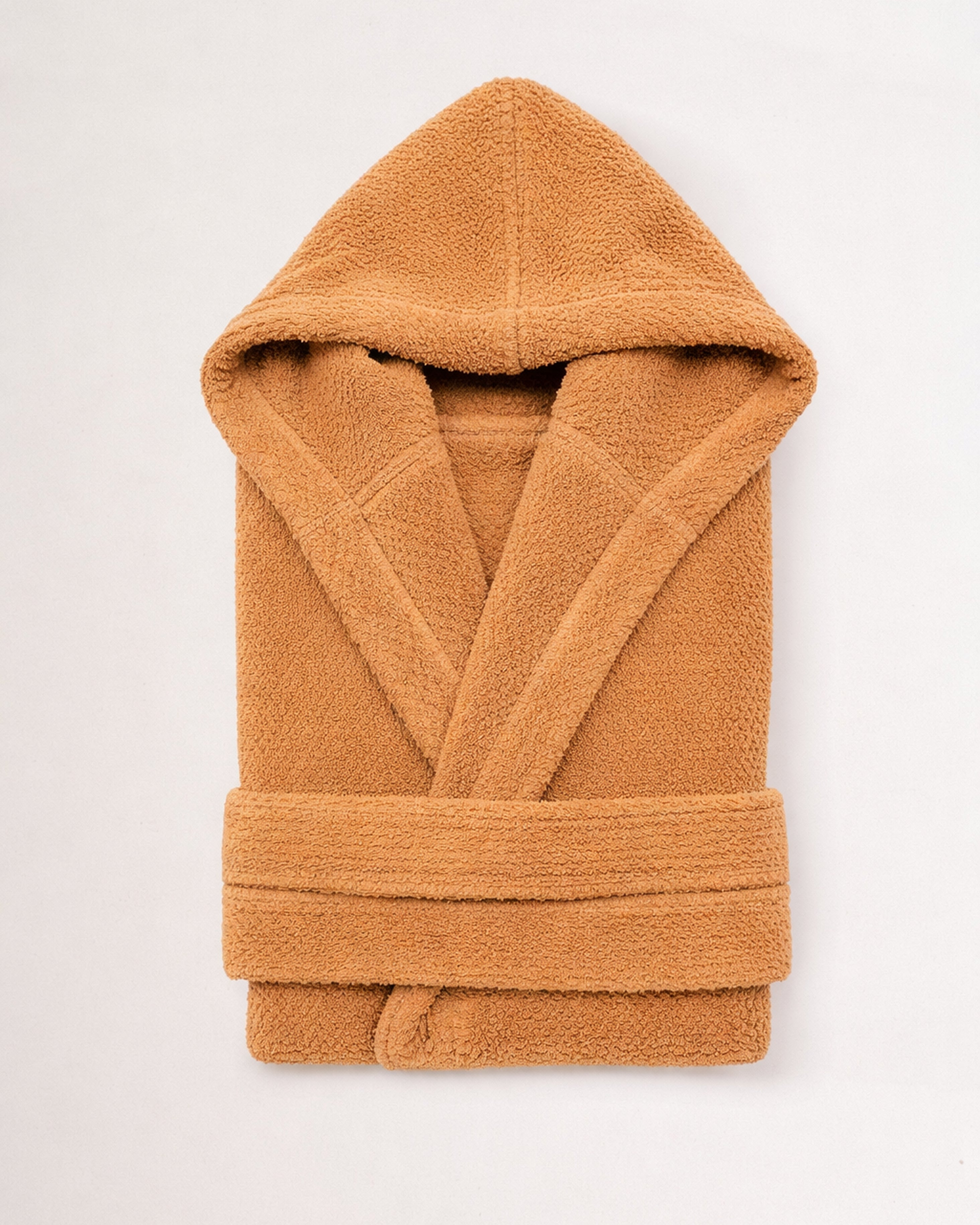 Albornoz capucha chenilla ocre (450 gr/m²)