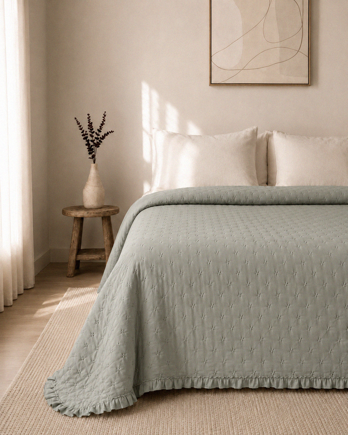 Plain Perforated Quilt Dry Green